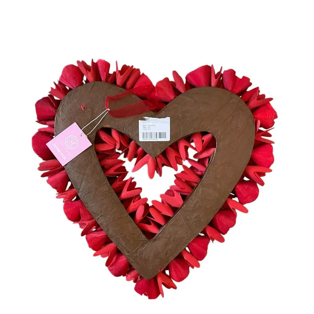 Martha Stewart Red Wood Curl Heart Wreath 20in Valentines Day Decor XO Love NEW